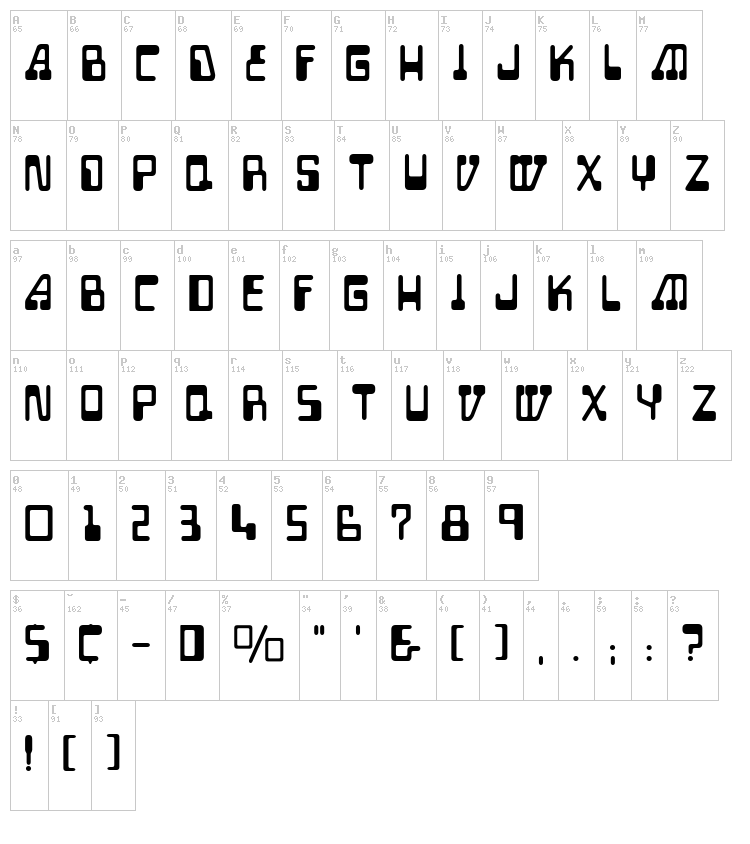 Auto Mission font map
